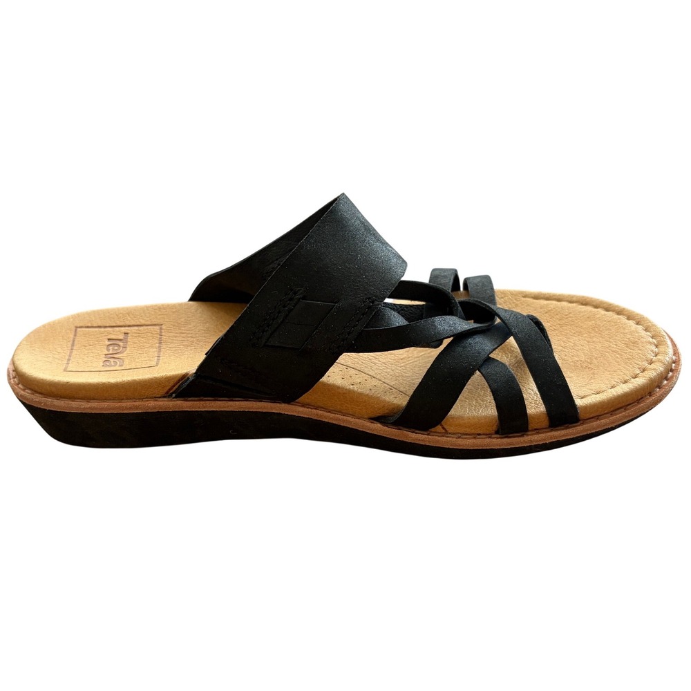 Teva Elzada Slide Lea Black Leather Strappy Sandals 1020306 Womens 7.5 - Picture 4 of 13